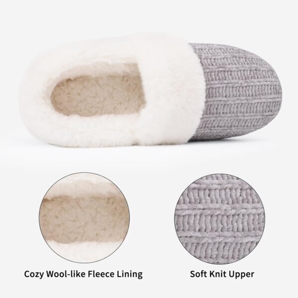 Evshine Women's Fuzzy Memory Foam Closed Back Slippers Chenille Knit Fleece Lined House Shoes - Image 5