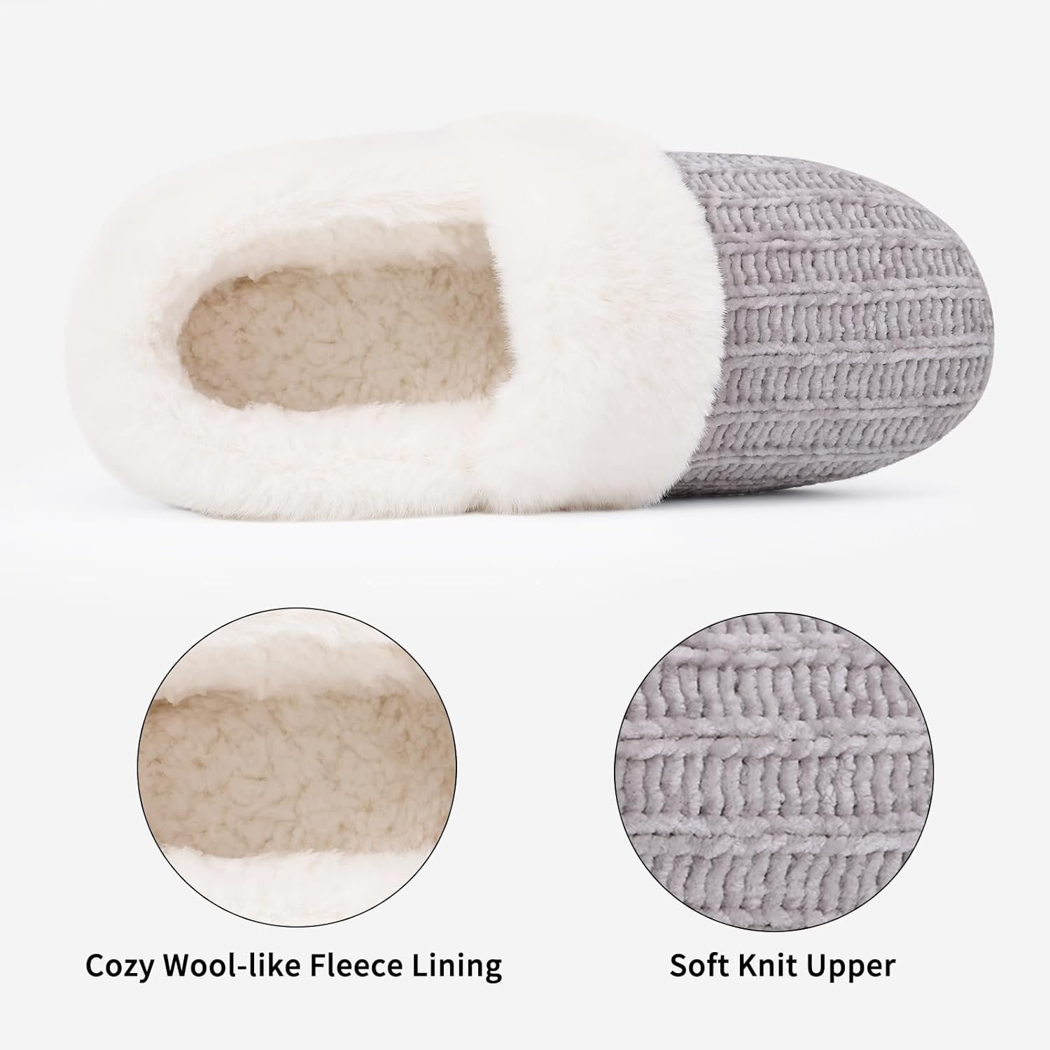 Evshine Women's Fuzzy Memory Foam Closed Back Slippers Chenille Knit Fleece Lined House Shoes - Image 5