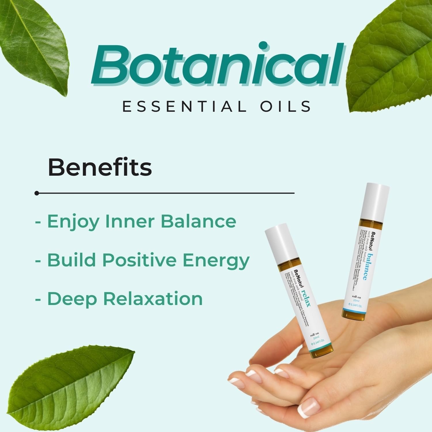Benatu Essential Oils Set (Relax, Goodnight, Balance), Natural Aromatherapy Roll On Blends for Massage, Body Skin Care, Home - Relaxation Fragrance Roller Gift for Women and Men - Image 3