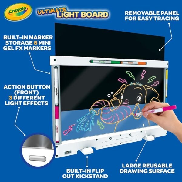 Crayola Ultimate Light Board - White, Kids Drawing Tablet, LED Drawing Board for Kids, Holiday Gift for Boys & Girls, Toys for Kids, 6+ - Image 6