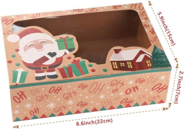 OurWarm 12 Pack Christmas Cookie Boxes with Window, Large Holiday Food Bakery Treat Boxes for Gift Giving, Pastry, Candy, Party Favors, Christmas Kraft Gift Boxes with Ribbons and DIY Gift Tags - Image 3