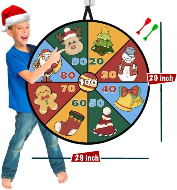 29" Large Christmas Dart Board for Kids, Christmas Board Game Toy with 16 Sticky Balls, 8 Velcro Darts Christmas Toys, Christmas Party Favors, Stocking Stuffers for Kids - Image 5