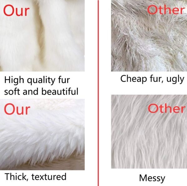 AOGU 48 Inch Faux Fur Christmas Tree Skirt White Plush Skirt for Merry Christmas Party Christmas Tree Decoration - Image 4