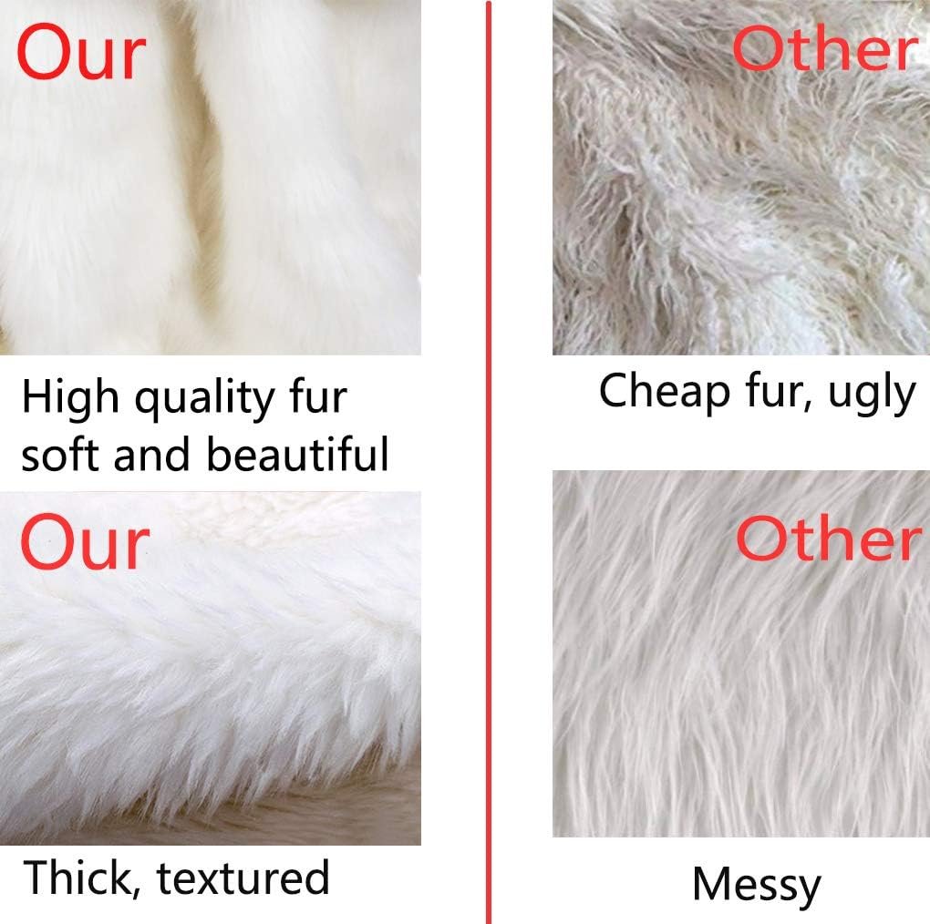 AOGU 48 Inch Faux Fur Christmas Tree Skirt White Plush Skirt for Merry Christmas Party Christmas Tree Decoration - Image 4