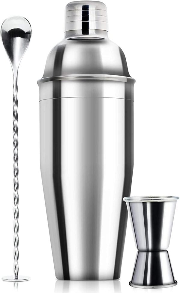 24oz Cocktail Shaker Bar Set - Professional Margarita Mixer Drink Shaker and Measuring Jigger & Mixing Spoon Set - Professional Stainless Steel Bar Tools Built-in Bartender Strainer for Martini Kit - Image 2
