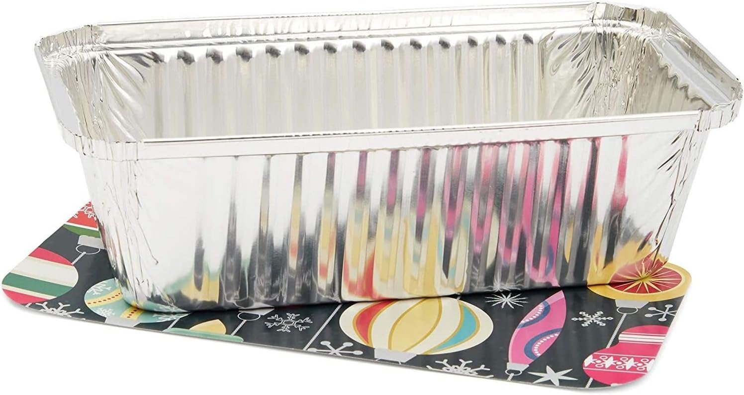 BLUE PANDA 50 Pack Christmas Aluminum Foil Loaf Pans with Holiday Paper Lids, 22 oz Baking Tins (8.5 x 2.5 x 4.5 In) - Image 6