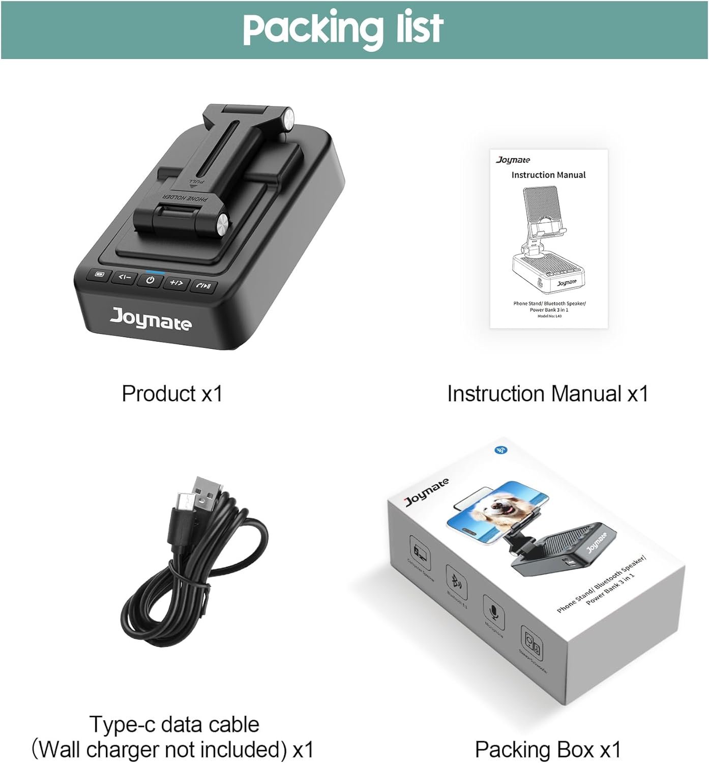 Gifts for Men Women, Joymate Bluetooth Speaker Phone Stand with Charging Function 360° Rotable Adjustable Cell Phone Holder HD Surround Sound for Desk Fits All Phones,Tablet (Black) - Image 8