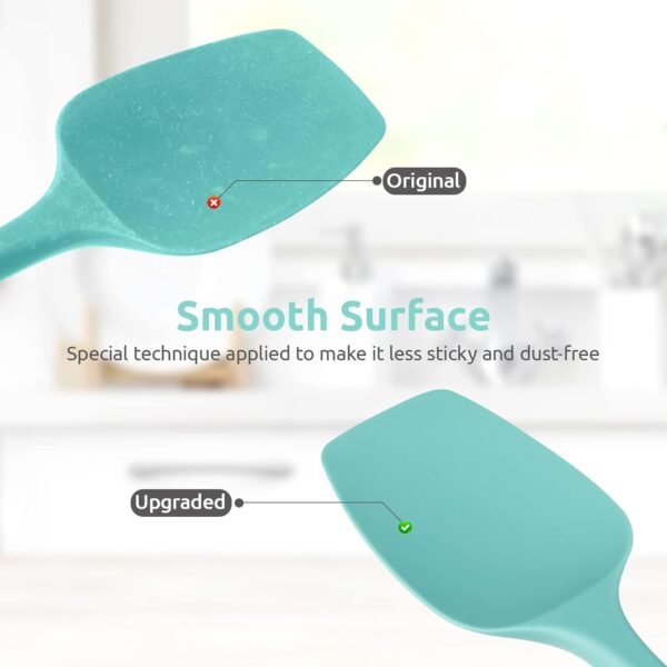 Heat Resistant Silicone Spoon Spatula: U-Taste 600ºF High Heat Flexible 11.38in Silicon Mixing Stirring Cooking Scraping Baking Bowl Scraper Seamless Spreader for Kitchen Nonstick Cookware (Aqua Sky) - Image 8