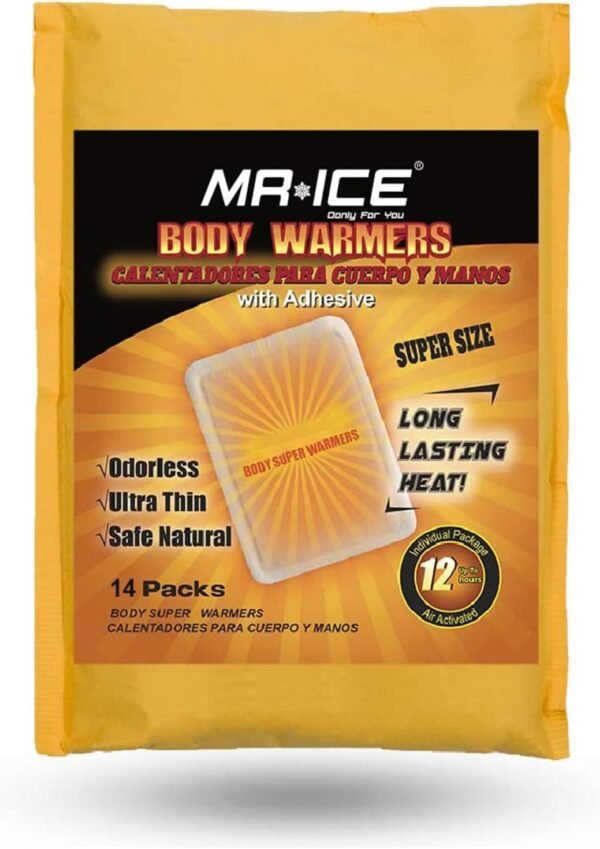 MR.ICE 7/14/20/40 Packs Body Warmers Large Pads for Women Men Kids, with Adhesive Backing Gives 12 Hours Warm (5.1" x 3.7"), Big Heat Sticker for Camping Hiking - Image 2
