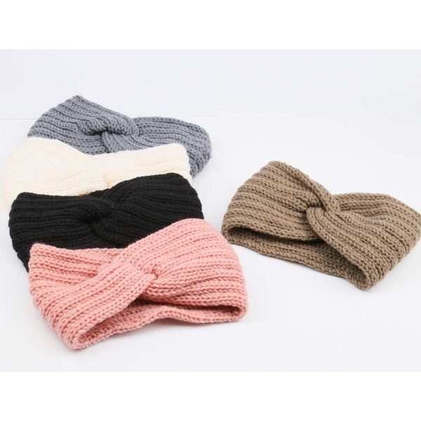 AOPRIE Knit Wide Headband for Winter 5 Pieces Women Ear Warmers Truban Headbands Thick headbands for Women Girls, Black Gray White Pink Brown - Image 3