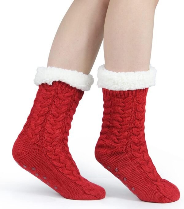 Slipper Socks for Women with Gripper - Winter Non Slip Thick Fuzzy Socks - Warm Cozy Christmas Gift - Image 4