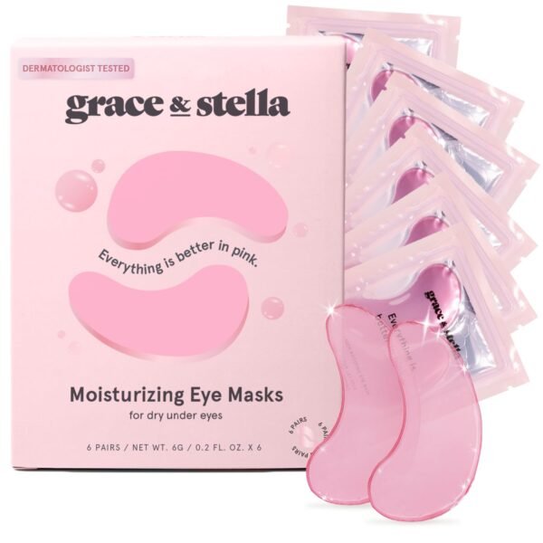 grace & stella Award Winning Under Eye Mask (Pink, 6 Pairs) Reduce Dark Circles, Puffy Eyes, Undereye Bags, Wrinkles - Gel Under Eye Patches - Gifts for Mom - Vegan Cruelty-Free Self Care - Image 2
