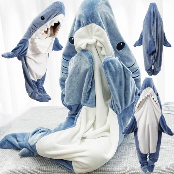 Shark Blanket Hoodie Onesie Adult & Kid, Wearable Shark Blanket, Shark Sleeping Bag, Soft Cozy Shark Onesie Costume - Image 4