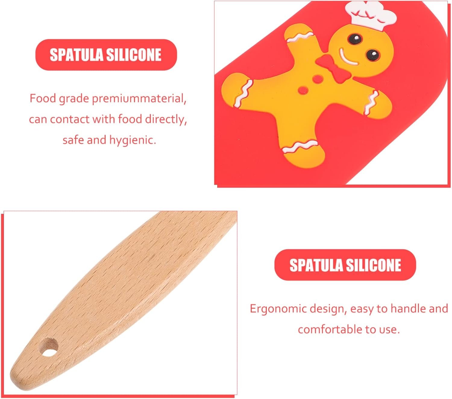 Christmas Cake Spatula Food Grade Spatula Handle Santa Claus Pattern Baking Cooking Mixing Xmas Kitchen Decor - Image 6