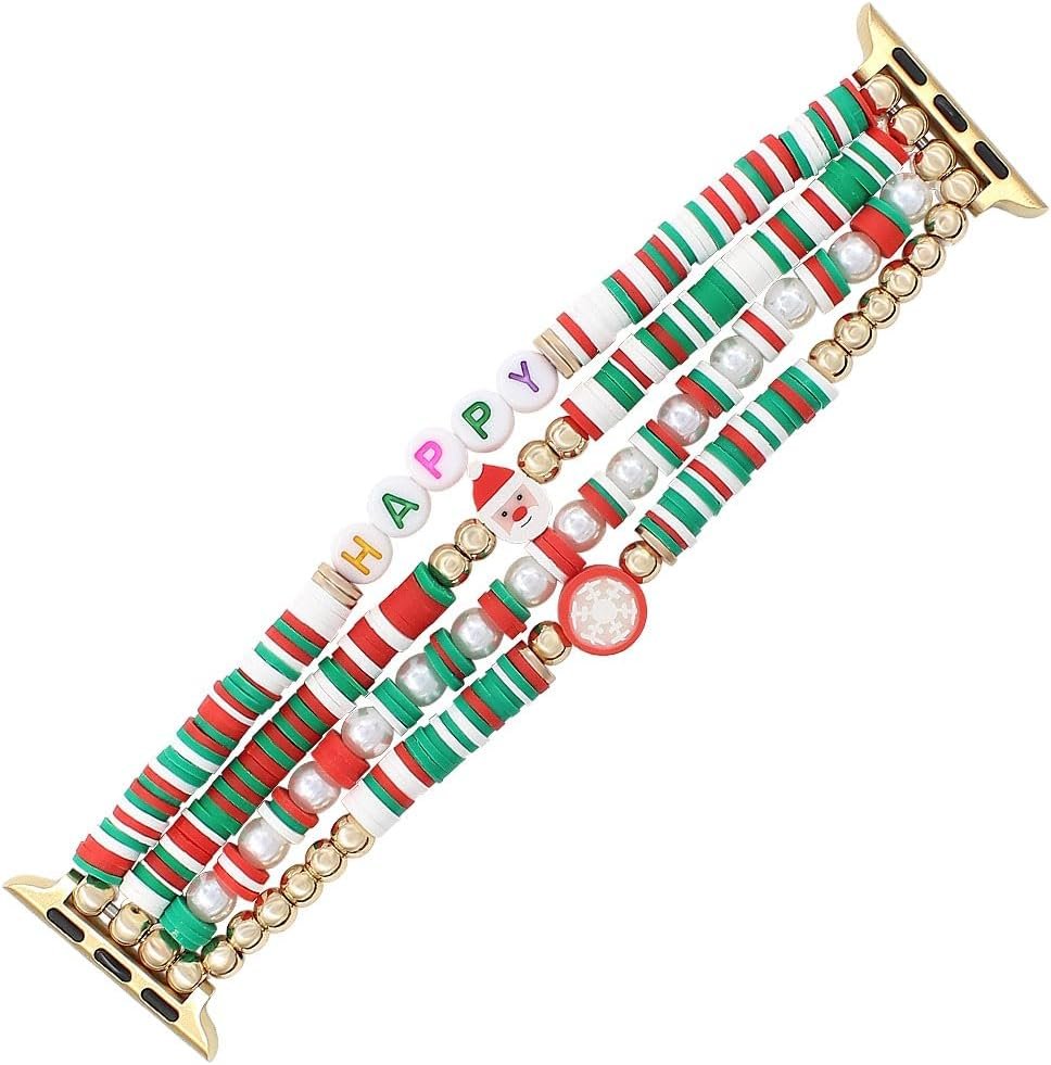 Natural Stone Beaded Bracelet Compatible with Apple Watch Band 38mm 40mm 41mm 42mm 44mm 45mm 46mm 49mm Women Series 10 9 8 7 SE Ultra 2 Series 6/5/4, Fashion Stretch Fancy Watch Strap for iWatch Band Series 3/2/1 - Image 5