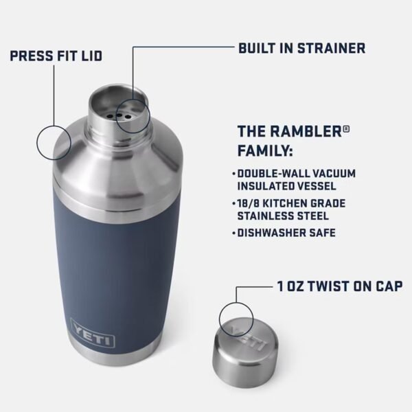 YETI Rambler 20 oz Cocktail Shaker, Stainless Steel, Vacuum Insulated - Image 3