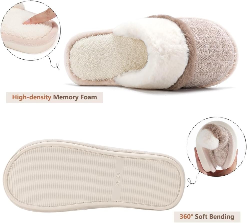 Cozy Slippers for Women Indoor and Outdoor Fuzzy House Shoes with Memory Foam Anti-Skid Sole Gifts for Women Mom Ladies - Image 4