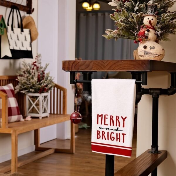 ARKENY Christmas Kitchen Towels Set of 2,Red Xmas Tree Dish Towels 18x26 Inch,Hoilday Farmhouse Home Decoration AD102 - Image 5