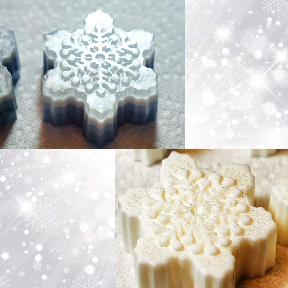 CHICHIC 2 Pack Silicone Soap Molds Snowflakes Handmade Soaps Baking Mold Cake Pan, Biscuit Mold, Chocolate Mold, Ice Cube Tray for Homemade Craft Cake Mold Pudding Mold Jello Mold DIY, 6 Cavity - Image 7