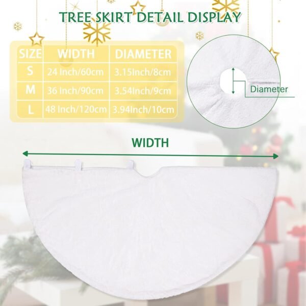White Tree Skirt 48 Inch Large Faux Fur Tree Skirts Plush Holiday Christmas Tree Decorations for Xmas Ornaments Winter Indoor Party Decor - Image 5