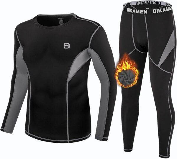 Men's Thermal Underwear Fleece Lined Performance Fleece Tactical Sports Shapewear Thermal Set - Image 2