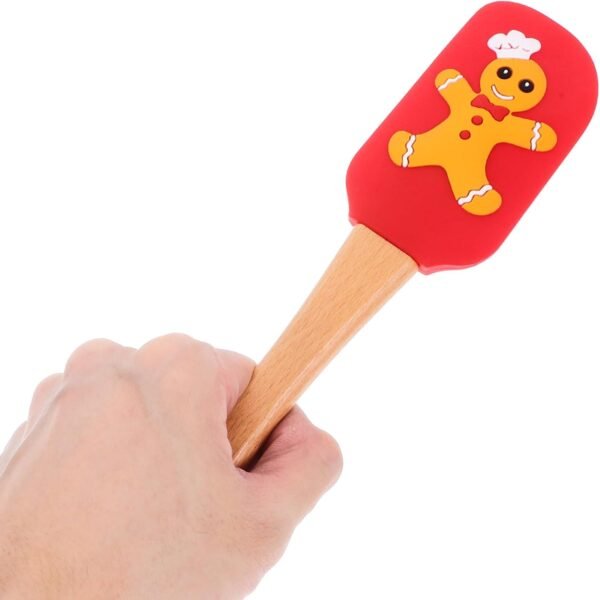 Angoily 4Pcs Silicone Butter Scraper Cake Cream Mixing Scraping Silicone Spatulas Tool Christmas Theme Scraper with Wood Handle Kitchen Utensils Baking Tools - Image 5