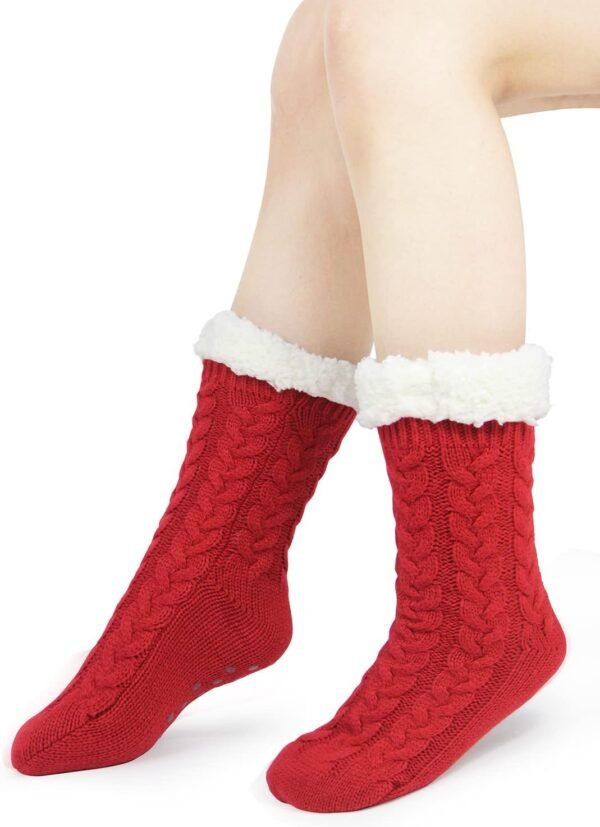 Slipper Socks for Women with Gripper - Winter Non Slip Thick Fuzzy Socks - Warm Cozy Christmas Gift - Image 5