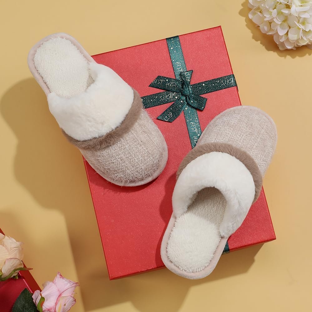Cozy Slippers for Women Indoor and Outdoor Fuzzy House Shoes with Memory Foam Anti-Skid Sole Gifts for Women Mom Ladies - Image 7