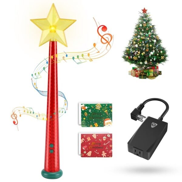 Magical Christmas Wand Remote Control Outlet | Christmas Tree Remote Control | Christmas Tree Decorations | Christmas Tree Ornaments | Remote Control Function | Smart Outlet with 100 Ft Range - Red - Image 2