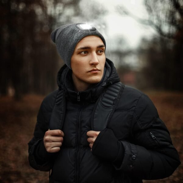 Etsfmoa Unisex Beanie with The Light Gifts for Men Dad Father USB Rechargeable Caps - Image 5