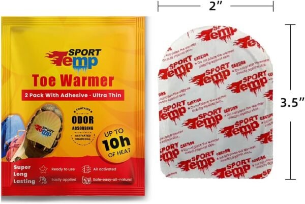 Toe Warmers - Up to 10 Hours of Heat, Easily Apply with Adhesive - Ultra Thin, Easy, All Natural - Air Activated, Odorless Hot Toe Warmers - Sport Temp - Image 3