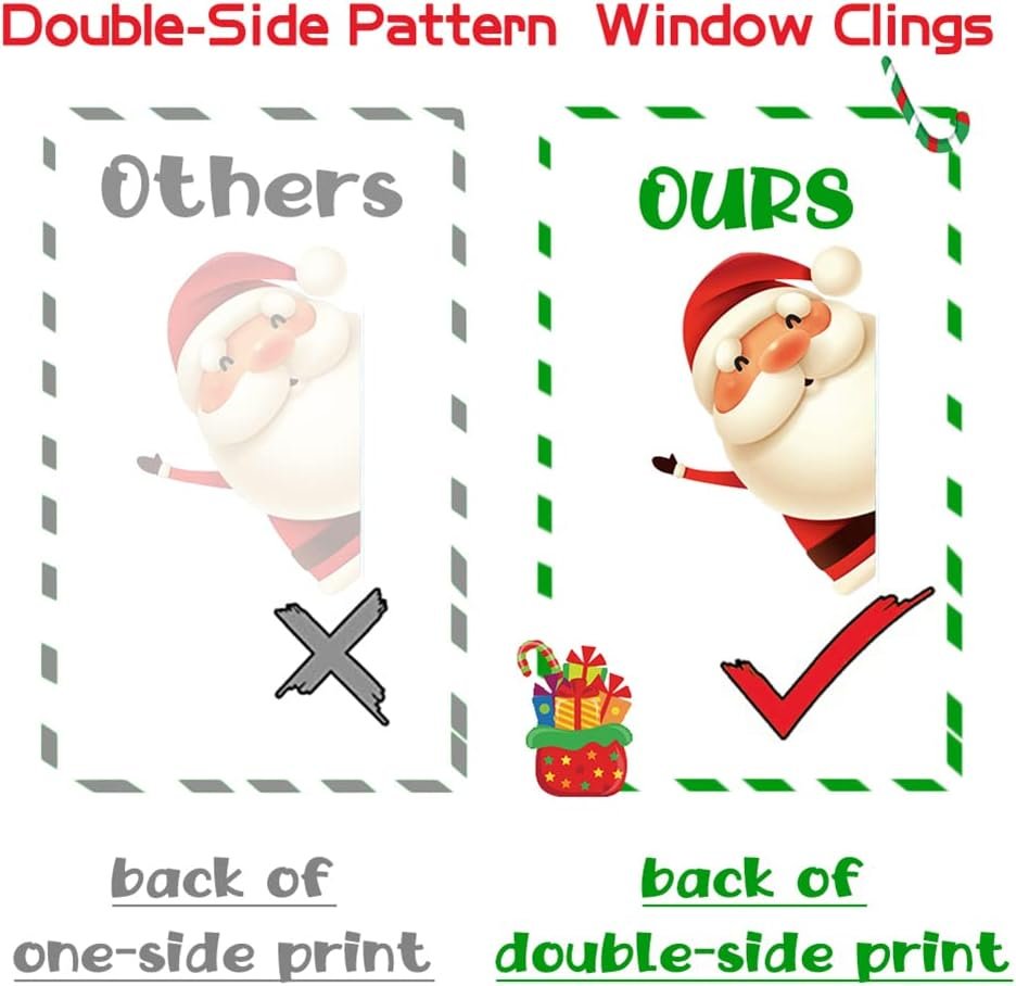 XIMISHOP 82PCS Christmas Snowflake Window Clings Stickers for Glass, Xmas Decals Decorations Holiday Snowflake Santa Claus Reindeer Decals for Party - Image 5