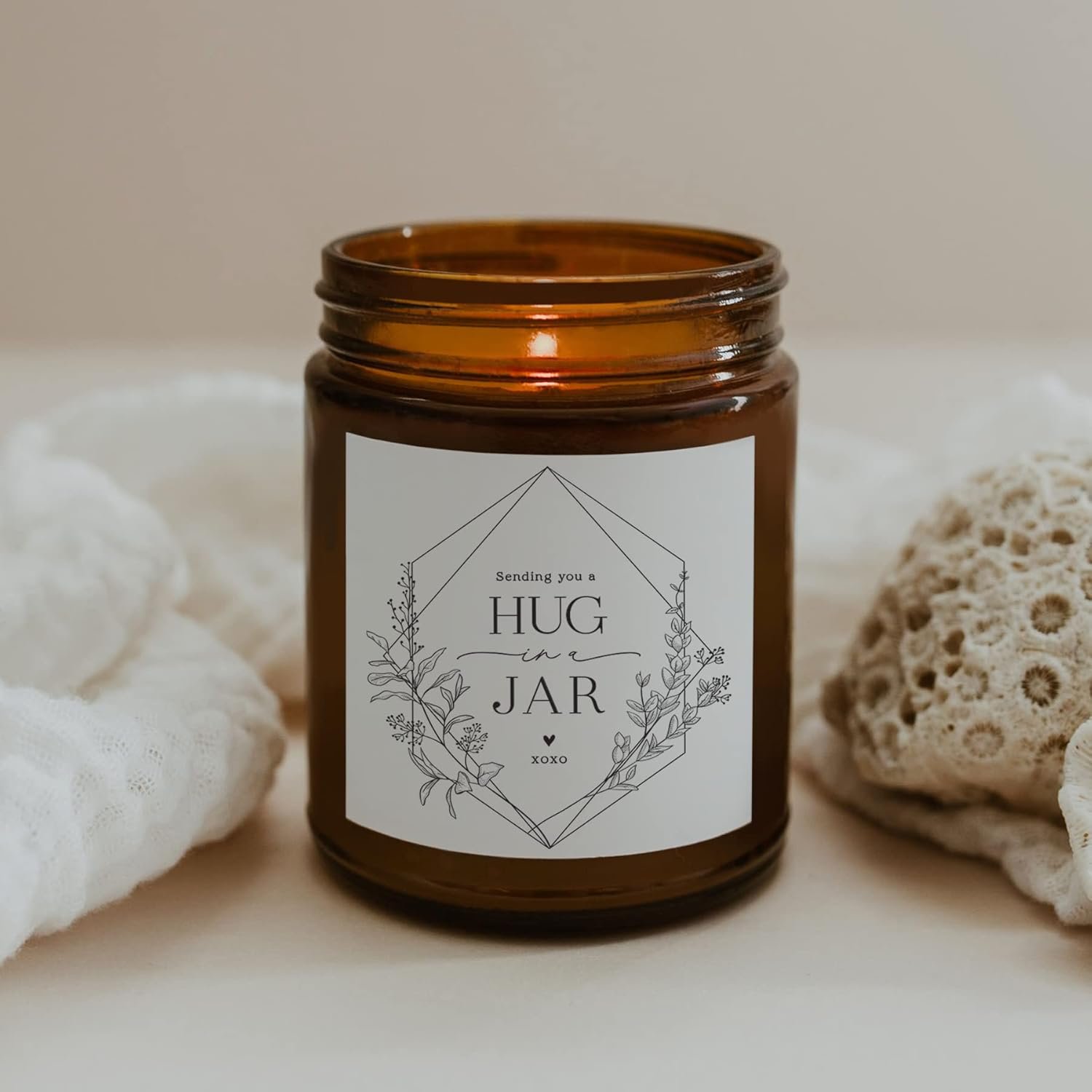 ThreeKin Warm Hugs Scented Candles for Home, Natural Soy Wax, Relaxing Aromatherapy Gifts, Essential Oils Scented, Long-Lasting Candle Burns for 75-Hours, Lemongrass Lavender Scent - Image 6
