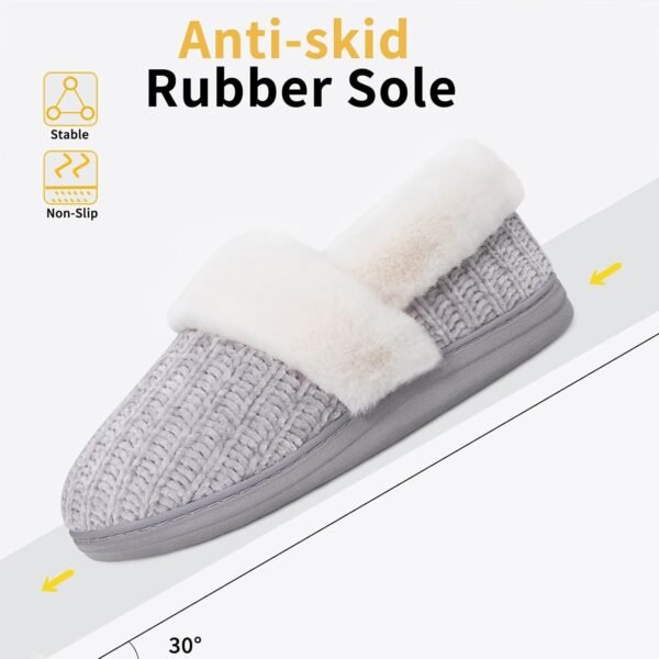 Evshine Women's Fuzzy Memory Foam Closed Back Slippers Chenille Knit Fleece Lined House Shoes - Image 6