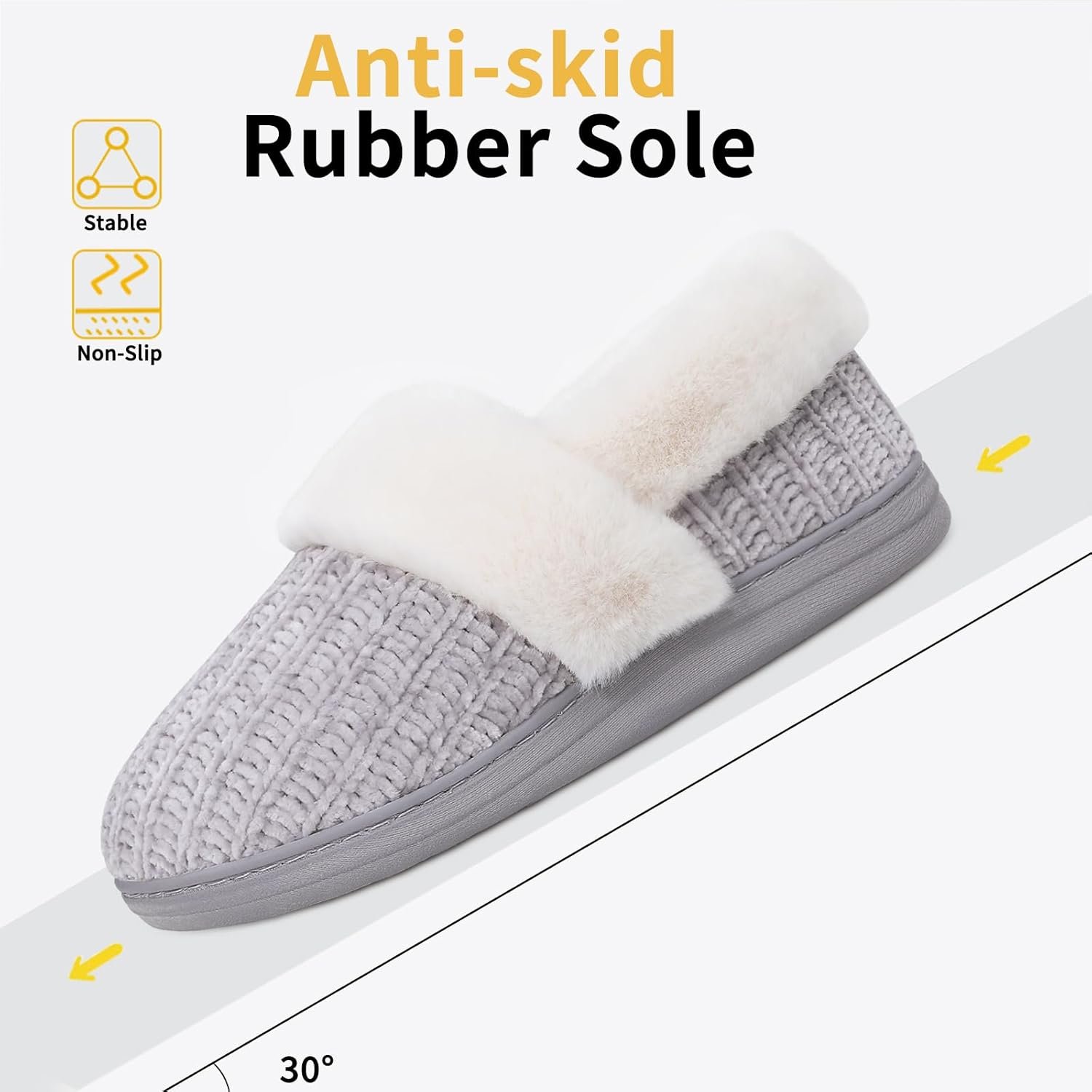 Evshine Women's Fuzzy Memory Foam Closed Back Slippers Chenille Knit Fleece Lined House Shoes - Image 6