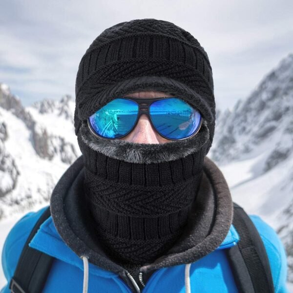 Winter Knitted Balaclava Beanie Hat Warm Cycling Ski Mask, Women Windproof Hood, Balaclavas Heavyweight Thermal Fleece - Image 7