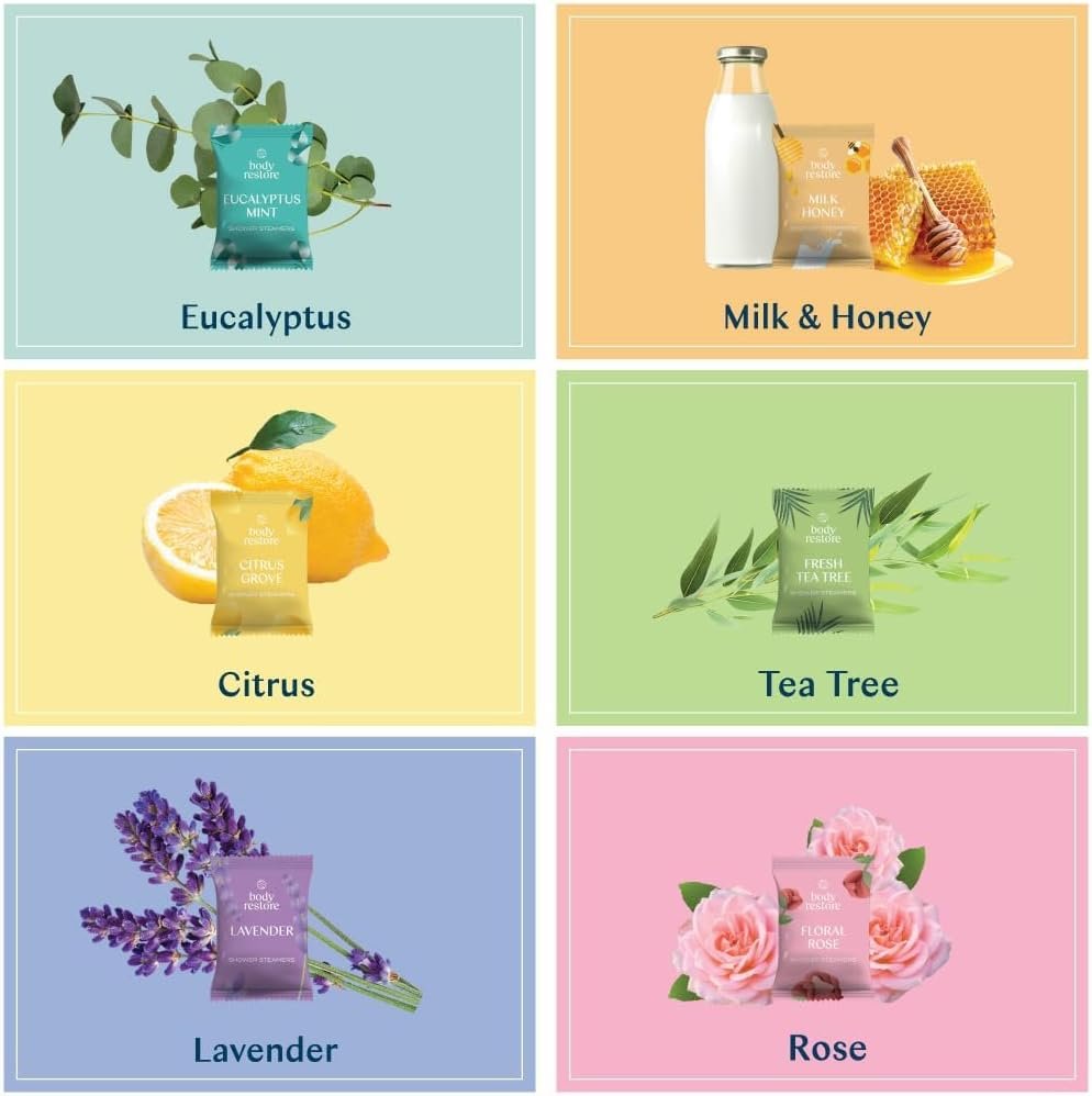 Body Restore Shower Steamers Aromatherapy 6 Pack, Relaxation Birthday Gifts for Women and Men, Stress Relief and Luxury Self Care - Variety - Image 10