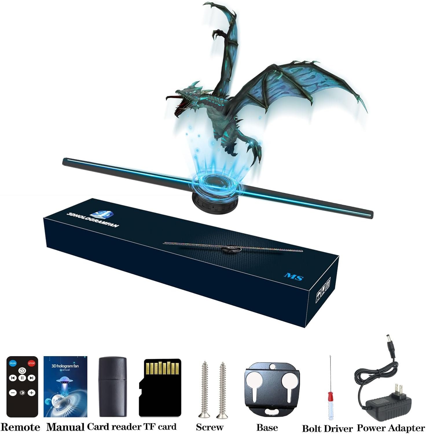 3D Hologram Fan, 42CM 3D Hologram Projector HD LED Holographic Christmas Tree Advertising Display with Remote and Bluetooth and WiFi,700 Video Library and for Business,Bar,Halloween Missyou 16.5 Inch - Image 4