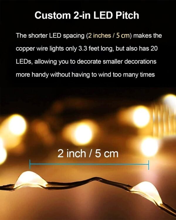 20 Pack Fairy Lights Battery Operated 3.3ft 20 LED Mini String Lights Twinkle Lights Copper Wire Firefly Starry Lights for Mason Jars Wedding Party Christmas Centerpiece Table Decorations, Warm White - Image 8