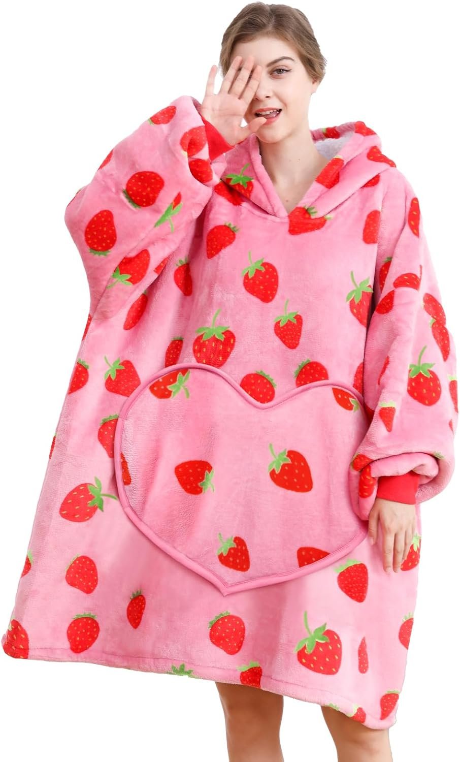 Wearable Blanket is Oversized Fluffy and Comfortable Plush Blanket,Warm Sherpa Sweatshirt,One Size for All - Image 2