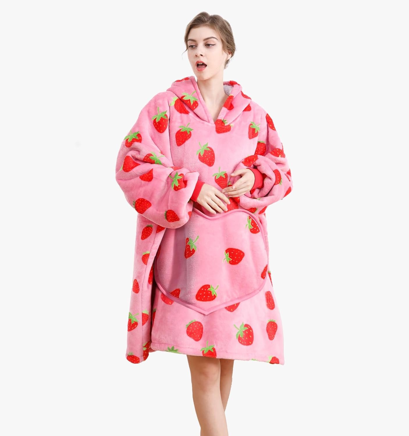Wearable Blanket is Oversized Fluffy and Comfortable Plush Blanket,Warm Sherpa Sweatshirt,One Size for All - Image 3