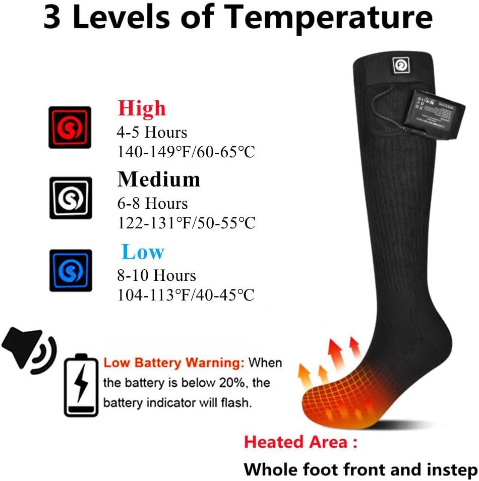Savior Heated Socks,Rechargeable Electric Heated Socks for Men Women,Winter Foot Warmers,Suitable for Outdoor Work,Skiing,Skating,Cycling,Camping,Fishing,Hunting,etc. - Image 3