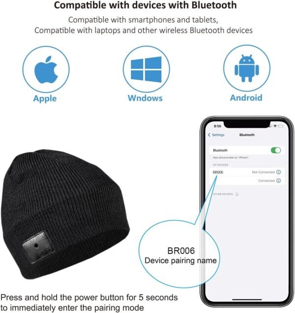 Bluetooth Beanie, HD Stereo, Built-in Mic, Men's/Women's Christmas Electronic Gifts - Image 5