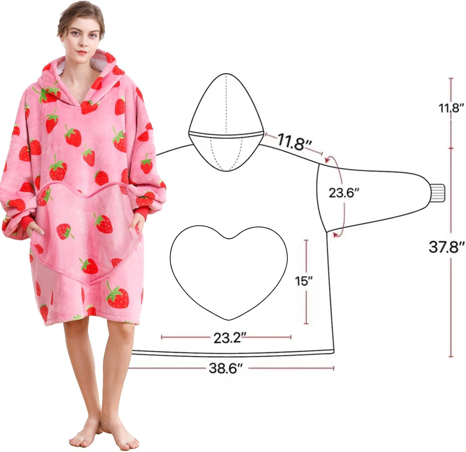 Wearable Blanket is Oversized Fluffy and Comfortable Plush Blanket,Warm Sherpa Sweatshirt,One Size for All - Image 5