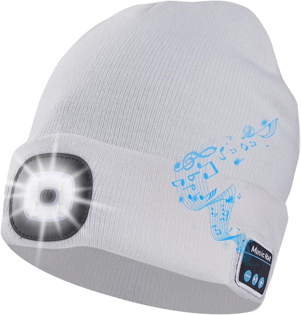 Keains Bluetooth Beanie with Light, Musical Knit Hat with Headphones and Built-in Speaker Mic, Gifts for Men Women Dad - Image 2