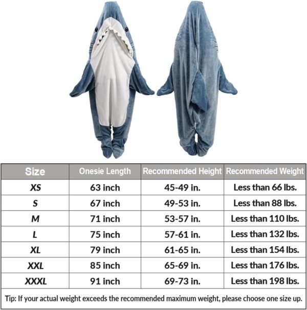 Shark Blanket Hoodie Onesie Adult & Kid, Wearable Shark Blanket, Shark Sleeping Bag, Soft Cozy Shark Onesie Costume - Image 6