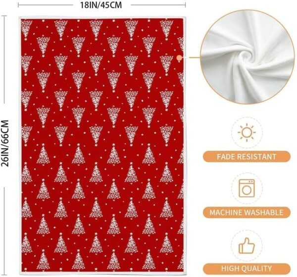 ARKENY Christmas Kitchen Towels Set of 2,Red Xmas Tree Dish Towels 18x26 Inch,Hoilday Farmhouse Home Decoration AD102 - Image 10