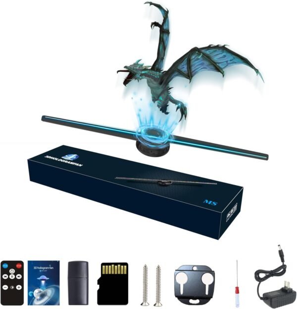 3D Hologram Fan, 42CM 3D Hologram Projector HD LED Holographic Christmas Tree Advertising Display with Remote and Bluetooth and WiFi,700 Video Library and for Business,Bar,Halloween Missyou 16.5 Inch - Image 2
