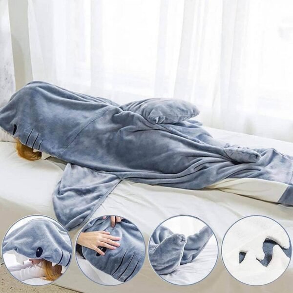 Shark Blanket Hoodie Onesie Adult & Kid, Wearable Shark Blanket, Shark Sleeping Bag, Soft Cozy Shark Onesie Costume - Image 8