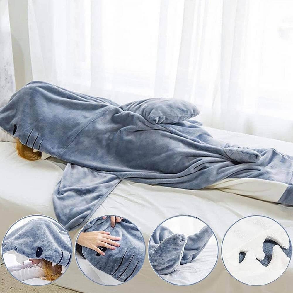 Shark Blanket Hoodie Onesie Adult & Kid, Wearable Shark Blanket, Shark Sleeping Bag, Soft Cozy Shark Onesie Costume - Image 8